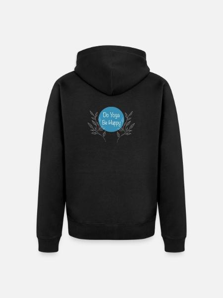 Yoga Saying Be Happy Circle - Unisex Premium Organic Zip Hoodie - black
