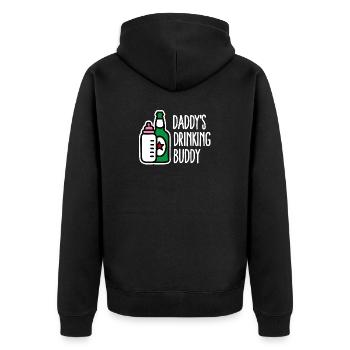 Vater Sohn Baby Geburt beste Freunde Flasche Milch - Unisex Premium Bio Zip Hoodie - Schwarz - Hinten - Nico (187cm)