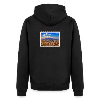 Napoli Skyline Vesuvio - Unisex Premium Bio Zip Hoodie - Schwarz - Hinten - Nico (187cm)