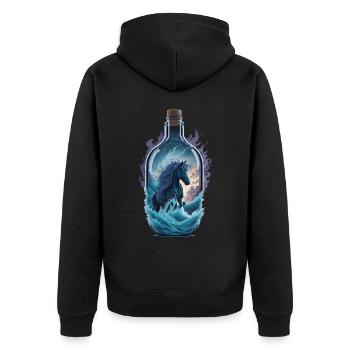 Horse Bottle - Unisex Premium Organic Zip Hoodie - black - Back - Nico (187cm)