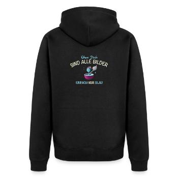 Ohne Dich sind alle Bilder blau, Freundschaft - Unisex Premium Bio Zip Hoodie - Schwarz - Hinten - Nico (187cm)