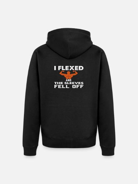 Muskulöse Panzerung durch Flex Humor - Unisex Premium Bio Zip Hoodie - Schwarz