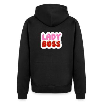 Design Women's Lady Motivating T-Shirt - Unisex Premium Organic Zip Hoodie - black - Back - Nico (187cm)