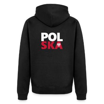 Polen - Unisex Premium Bio Zip Hoodie - Schwarz - Hinten - Nico (187cm)