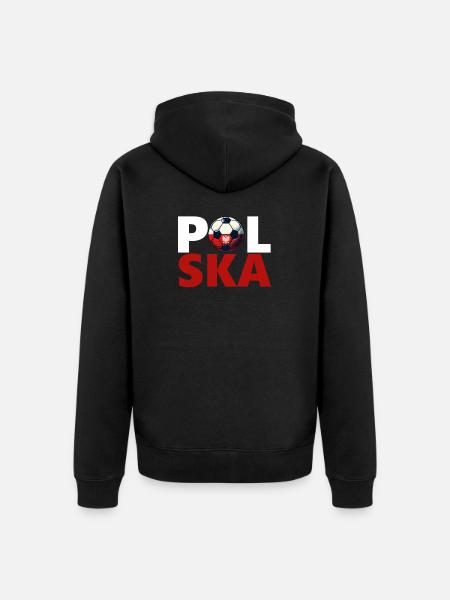 Polnischer Fußball - Unisex Premium Bio Zip Hoodie - Schwarz