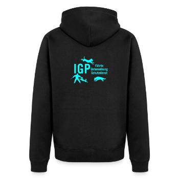 IGP Hundesport - türkis - Unisex Premium Bio Zip Hoodie - Schwarz - Hinten - Nico (187cm)