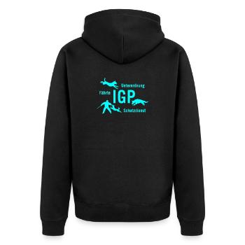 IGP Hundesport - tuerkis - Unisex Premium Bio Zip Hoodie - Schwarz - Hinten - Nico (187cm)
