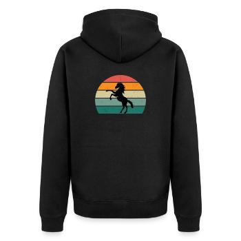 Retro Horse Silhouette Design - Unisex Premium Organic Zip Hoodie - black - Back - Nico (187cm)