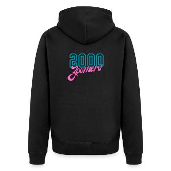 2000 Zoomers Sommer Nostalgie Typografie - Unisex Premium Bio Zip Hoodie - Schwarz - Hinten - Nico (187cm)