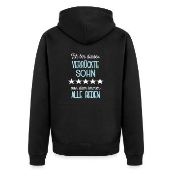 Sohn Lustiger Spruch Stiefsohn Söhne Einzelkind - Unisex Premium Bio Zip Hoodie - Schwarz - Hinten - Nico (187cm)