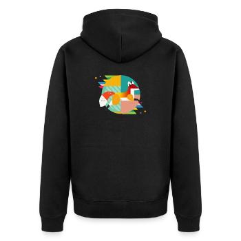 Fuchs Motiv – Modernes Design & Naturverbundenheit - Unisex Premium Bio Zip Hoodie - Schwarz - Hinten - Nico (187cm)