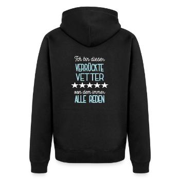 Vetter Spruch Cousin Kusin Vettern Patenkind - Unisex Premium Bio Zip Hoodie - Schwarz - Hinten - Nico (187cm)