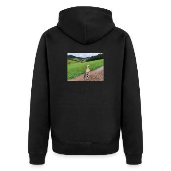 Awesome view with dog - Unisex Premium Organic Zip Hoodie - black - Back - Nico (187cm)