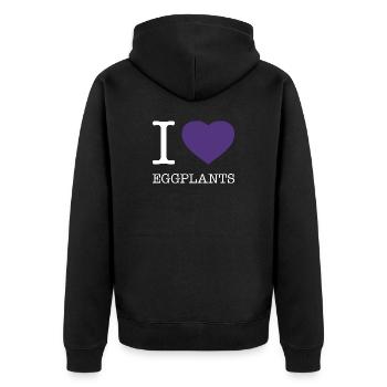J’ADORE LES AUBERGINES - Veste à capuche bio Premium Unisexe - noir - Dos - Nico (187cm)