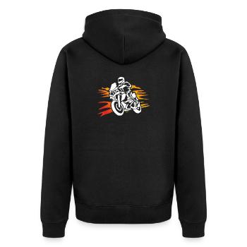 Biker Shirt Motorcyclist - Unisex Premium Organic Zip Hoodie - black - Back - Nico (187cm)