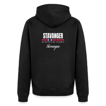 Stavanger - Unisex Premium Bio Zip Hoodie - Schwarz - Hinten - Nico (187cm)