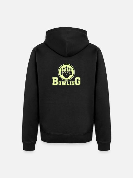 Retro Bowling Design in Neon Green - Unisex Premium Organic Zip Hoodie - black