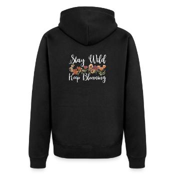 Stay Wild Keep Blooming Floral - Unisex Premium Bio Zip Hoodie - Schwarz - Hinten - Nico (187cm)