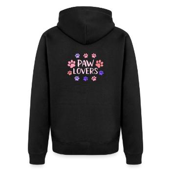 Pastelltier-Pfotenliebhaber - Unisex Premium Bio Zip Hoodie - Schwarz - Hinten - Nico (187cm)