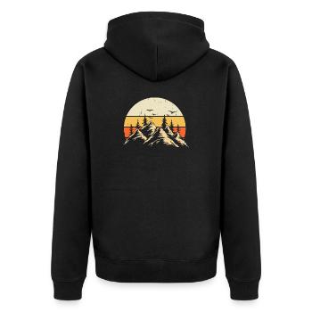 Wandern Wanderer Bergsteiger Geschenk - Unisex Premium Bio Zip Hoodie - Schwarz - Hinten - Nico (187cm)