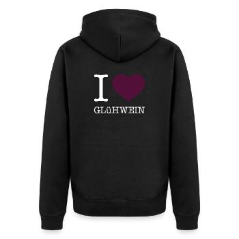 I love Glühwein - Unisex Premium Bio Zip Hoodie - Schwarz - Hinten - Nico (187cm)