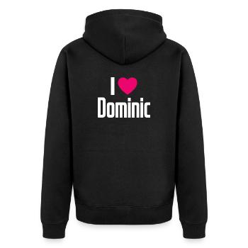 I Love Dominic Pinkes Herz Ich liebe Dominic - Unisex Premium Bio Zip Hoodie - Schwarz - Hinten - Nico (187cm)