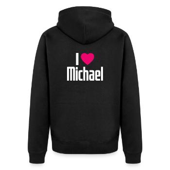 I Love Michael Pinkes Herz Ich liebe Michael - Unisex Premium Bio Zip Hoodie - Schwarz - Hinten - Nico (187cm)