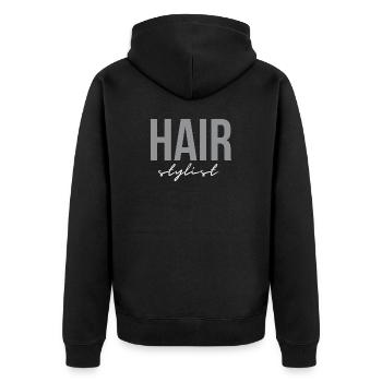 Hochzeitsfriseur – Brautfriseur Schönheit - Unisex Premium Bio Zip Hoodie - Schwarz - Hinten - Nico (187cm)
