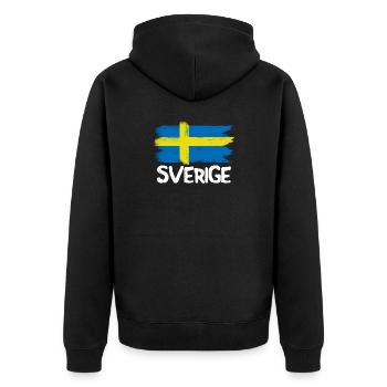 Sverige coole schwedische Flagge Vintage Flagge -  - Unisex Premium Bio Zip Hoodie - Schwarz - Hinten - Nico (187cm)