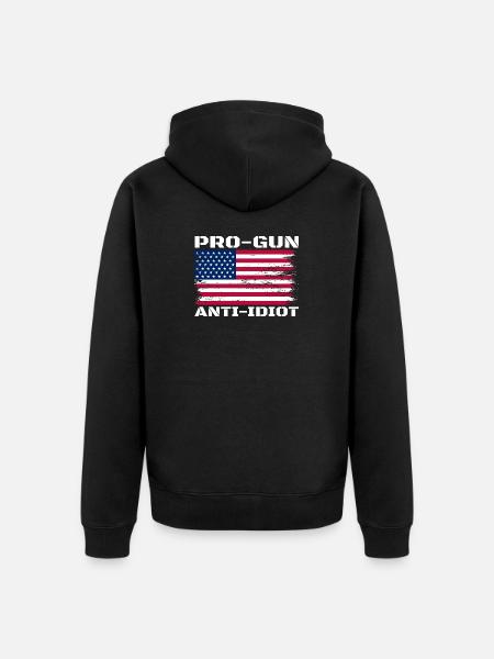 Pro-guns, anti-idiot - Unisex Premium Organic Zip Hoodie - black