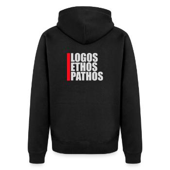 Logos Ethos Pathos Rhetoric Philosophy Student - Unisex Premium Organic Zip Hoodie - black - Back - Nico (187cm)