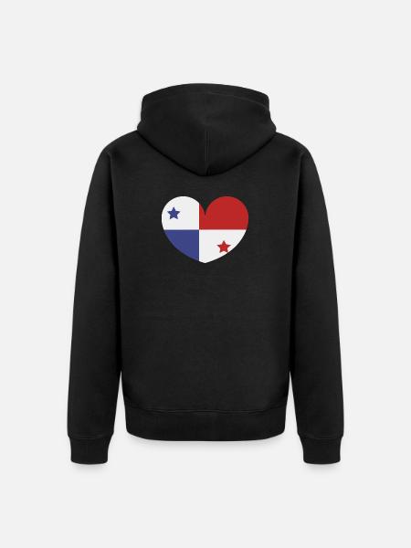Panama-Herzflagge - Unisex Premium Bio Zip Hoodie - Schwarz