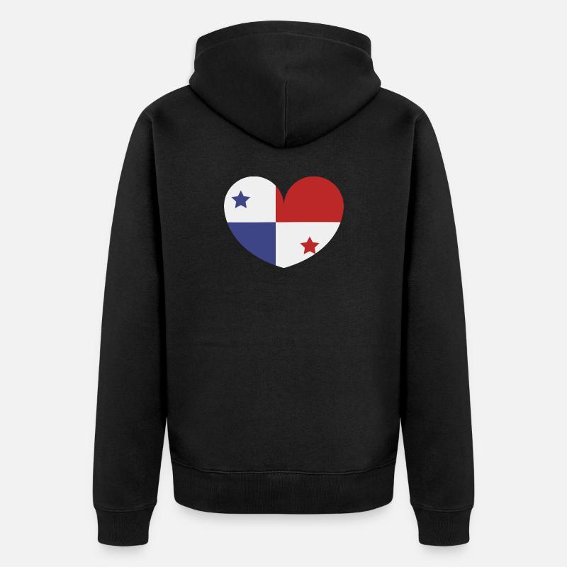 Drapeau du cœur du Panama - Veste à capuche bio Premium Unisexe - noir
