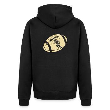 American Football Rugby - Unisex Premium Bio Zip Hoodie - Schwarz - Hinten - Nico (187cm)