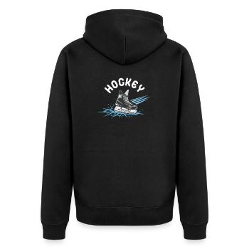 Hockey Skate– Eishockey Fan - Unisex Premium Bio Zip Hoodie - Schwarz - Hinten - Nico (187cm)
