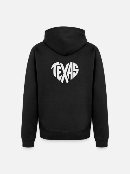 Texas Heart Typography - Unisex Premium Organic Zip Hoodie - black