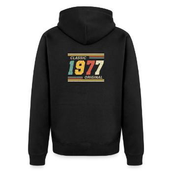 Classique 1977 original 1977 - Veste à capuche bio Premium Unisexe - noir - Dos - Nico (187cm)