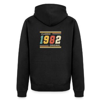 Classic 1982 original 1982 - Unisex Premium Bio Zip Hoodie - Schwarz - Hinten - Nico (187cm)