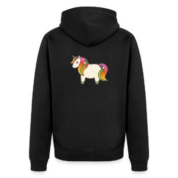 Cute Rainbow Unicorn - Unisex Premium Bio Zip Hoodie - Schwarz - Hinten - Nico (187cm)