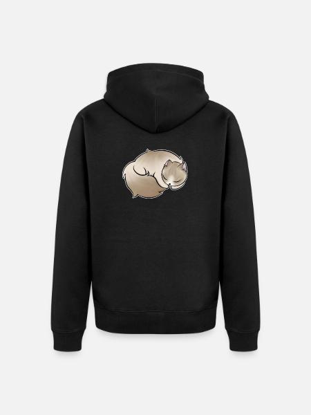 Sleeping Fluff Kitty - Unisex Premium Organic Zip Hoodie - black