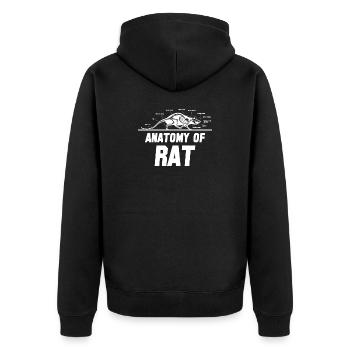 Ratte Hausratte Rattenbesitzer Rattenliebhaber - Unisex Premium Bio Zip Hoodie - Schwarz - Hinten - Nico (187cm)