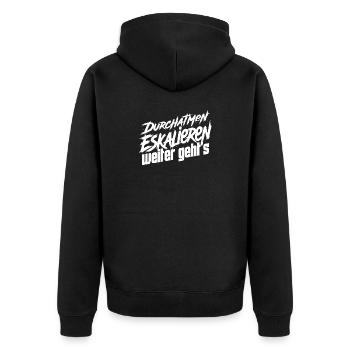 Nerven Behalten - Unisex Premium Bio Zip Hoodie - Schwarz - Hinten - Nico (187cm)