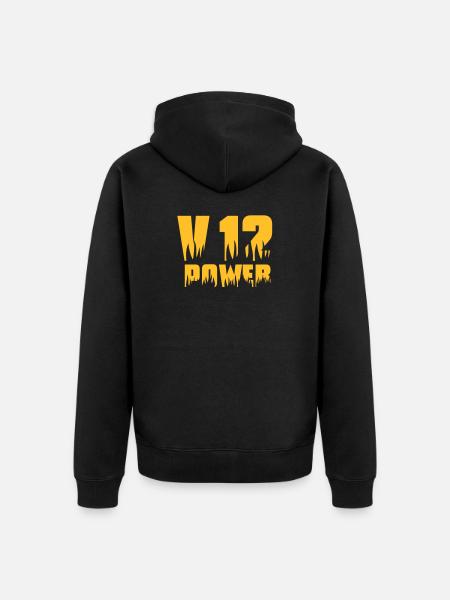 V12 POWER - Unisex Premium Organic Zip Hoodie - black