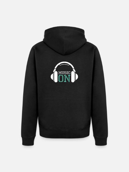 Auriculares Música Amor DJ Techno Hip Hop Logo icono - Chaqueta con capucha prémium ecológica unisex - negro