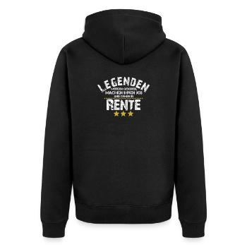 Legende Pension Rente Rentner Geschenk Ruhestand - Unisex Premium Bio Zip Hoodie - Schwarz - Hinten - Nico (187cm)