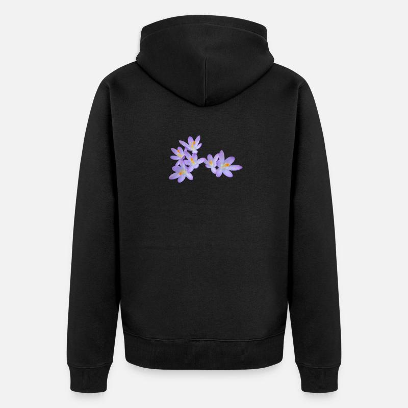 Fleurs de printemps violettes (crocus) - Veste à capuche bio Premium Unisexe - noir