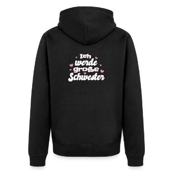 Liebevolle Schwester Botschaft - Unisex Premium Bio Zip Hoodie - Schwarz - Hinten - Nico (187cm)