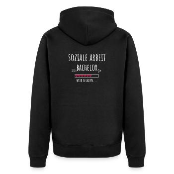 Soziale Arbeit Bachelor Studium Student Geschenk - Unisex Premium Bio Zip Hoodie - Schwarz - Hinten - Nico (187cm)