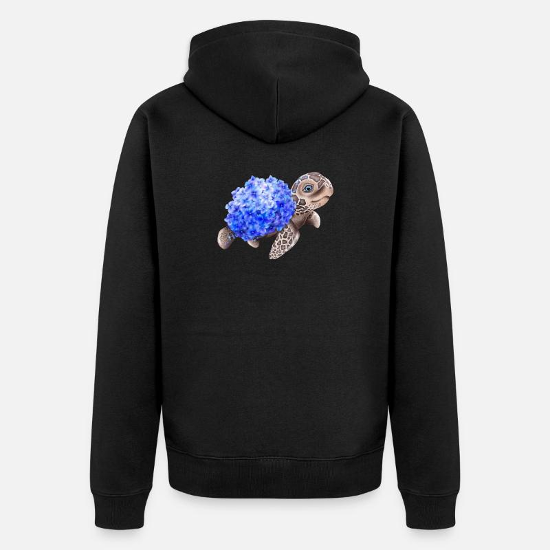 Schildkröte mit Hydrangea Hortensien - Unisex Premium Bio Zip Hoodie - Schwarz