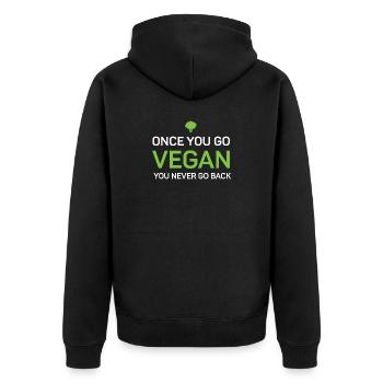 Once You Go Vegan You Never Go Back - Unisex Premium Organic Zip Hoodie - black - Back - Nico (187cm)